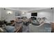 Inviting living room with comfortable sofas, a flat screen tv, accent wall, and stylish decor at 705 Drew Ave, Fort Mill, SC 29708