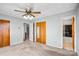 Bedroom with neutral carpet, ceiling fan and en-suite bathroom at 7270 Long Island Rd, Catawba, NC 28609