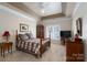 Comfortable main bedroom boasts classic decor, ceiling fan, and natural light from the windows at 8568 Windsor Ridge Dr, Charlotte, NC 28277