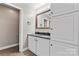 Bathroom featuring a dual sink vanity with cabinets, countertop space, and tile flooring at 946 Laurelwood Dr, Clover, SC 29710