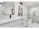 Modern bathroom features a double vanity, glass shower, and updated fixtures at 1008 Southwest Dr # 8, Davidson, NC 28036