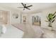 Spacious bedroom with sliding glass doors to balcony, ceiling fan and ensuite bathroom at 1008 Southwest Dr # 8, Davidson, NC 28036