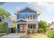 Charming two-story home with blue siding, white trim, an orange door, and well-maintained landscaping at 331 Solomon St, Charlotte, NC 28216