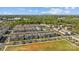 An aerial view of townhomes with a community pool, surrounded by mature trees and landscaping at 824 Imperial Ct, Charlotte, NC 28273