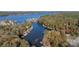 A beautiful aerial view of a lake community complete with boat slips and tree-lined shores at 152 Muskhogean Way, Mount Gilead, NC 27306