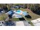 An aerial view of the community pool area, featuring pool, picnic area, and playground at 152 Muskhogean Way, Mount Gilead, NC 27306