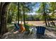 Picturesque river view with colorful Adirondack chairs, offering a serene and relaxing outdoor experience at 3288 Sherman Dr, Lancaster, SC 29720