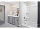 Contemporary bathroom featuring double vanity and a separate tub and shower, providing a spa-like experience at 12233 Gambrell Dr, Charlotte, NC 28278