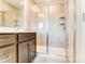 Beautiful bathroom featuring a shower with glass enclosure, tiled walls, and neutral color palette at 12237 Gambrell Dr, Charlotte, NC 28278