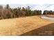 Expansive backyard with a large grassy area, surrounded by mature trees and a white fence at 3156 Pinehills Way, Mount Holly, NC 28120