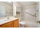Bathroom featuring a vanity, sink, toilet and bathtub/shower combo with grab bars at 340 Tradewinds Ln, York, SC 29745