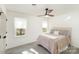 Bright bedroom featuring a neutral color palette, cozy bedding, and natural light from two windows at 6525 Castlegate Dr, Charlotte, NC 28226
