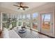 Bright sunroom filled with natural light from several windows and access to the backyard at 8000 Greencastle Dr, Charlotte, NC 28210