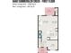 Detailed floor plan of the first floor, including living room, kitchen, dining area, and patio at 8460 Summerglen Cir, Charlotte, NC 28227