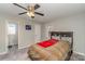 Cozy bedroom with neutral walls, ceiling fan, and carpet at 103 Chambwood Ln, Shelby, NC 28152