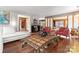 Spacious living room with hardwood floors and comfortable seating at 105 Hillside Dr, Davidson, NC 28036