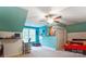 Upstairs bedroom with vaulted ceilings, natural light, and closet at 12011 Olden Ct, Charlotte, NC 28262