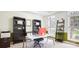 Bright office space with ample natural light, a modern desk, and built-in bookshelves for a productive work environment at 12011 Olden Ct, Charlotte, NC 28262