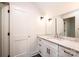 Bathroom featuring a granite-topped vanity with white cabinetry and a decorative sconce lighting fixture at 0 6Th Nw St, Hickory, NC 28601