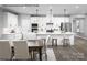 Modern kitchen with stainless steel appliances, white cabinets, an island with seating, and an adjacent dining area at 1809 Ab Moore Jr Dr # 3238, Indian Trail, NC 28079
