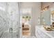 Luxurious bathroom featuring a marble shower, double vanity, and elegant fixtures at 3468 Aleppo Ave # 366, Indian Land, SC 29707