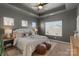 Relaxing main bedroom with tray ceilings features soft lighting and comfortable furnishings at 9330 Ainslie Downs St, Charlotte, NC 28273
