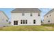 The backyard of this home features a well maintained lawn and back door entry at 149 Saidin Ln, Troutman, NC 28166
