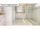 Bathroom featuring a glass-enclosed shower, granite countertops, and tile flooring at 153 Saidin Ln, Troutman, NC 28166