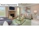 Bright and inviting living room with a stone fireplace and modern furnishings at 157 Saidin Ln, Troutman, NC 28166