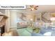 Cozy living room with a stone fireplace, plush sofas, and a ceiling fan at 157 Saidin Ln, Troutman, NC 28166