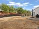 Backyard featuring a seating area, mulch beds, and tall evergreen trees at 3038 Lydney Cir, Waxhaw, NC 28173