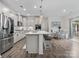 Open-concept kitchen with island, stainless appliances, subway tile, and breakfast nook with a 'Gather' sign at 3038 Lydney Cir, Waxhaw, NC 28173