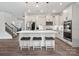 Modern kitchen with a central island, sleek white cabinetry, stainless steel appliances and stylish pendant lights at 3038 Lydney Cir, Waxhaw, NC 28173