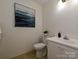 Bright half bathroom features a classic toilet and sink at 3600 Carmel Rd, Charlotte, NC 28226