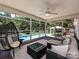 Inviting screened porch with comfortable seating and pool view at 3600 Carmel Rd, Charlotte, NC 28226