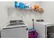 Laundry room with a Samsung washer and dryer and overhead wire shelving at 10816 Pointer Ridge Dr, Charlotte, NC 28214