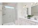 Modern bathroom featuring double vanity and glass-enclosed shower at 1614 Shoals Ave # 151, Belmont, NC 28012