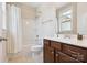 Bathroom with tub, shower, neutral walls, and dark-wood vanity at 2108 Clarion Dr, Fort Mill, SC 29707