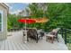 Outdoor deck with comfortable seating, umbrellas, and a heater, ideal for relaxation at 2108 Clarion Dr, Fort Mill, SC 29707