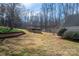 Expansive backyard view features manicured hedges, mature trees and a glimpse of the home at 246 Jerry Crump Rd, Lincolnton, NC 28092