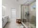 Elegant bathroom featuring a large glass shower, double vanity, and a separate water closet at 416 Clemson Tree Ln, Lake Wylie, SC 29710