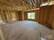 Unfinished room highlighting new home construction with exposed framing and a bright window at 4688 Glen Stripe Dr # Cal0069, Indian Trail, NC 28079
