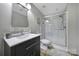 Bathroom features new shower, modern vanity, and updated fixtures at 726 Amberly Xing, Fort Mill, SC 29708