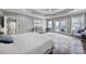 Spacious bedroom showcasing tray ceiling, french doors, hardwood floors and a ceiling fan at 726 Amberly Xing, Fort Mill, SC 29708