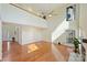 Living room with hardwood floors, fireplace, skylight and high ceilings at 12724 Cliffcreek Dr, Huntersville, NC 28078