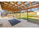 Covered back porch features wood ceiling, furniture and a large green backyard at 2927 Forest Hills Cir, Rock Hill, SC 29732