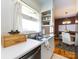 Bright kitchen with stainless steel sink, white cabinets, and a view into the dining area at 4310 Randolph Rd, Charlotte, NC 28211