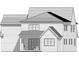 Architectural drawing showcases the rear of a two-story house with a covered patio and multiple windows at 4735 Elder Ave, Charlotte, NC 28205