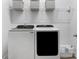 Modern laundry room with front-load washer and dryer, plus overhead shelving at 7206 Sumters Camp Trl, Fort Mill, SC 29707