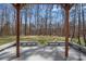 View of backyard from the covered deck featuring benches and natural light at 15314 Logan Grove Rd, Charlotte, NC 28227